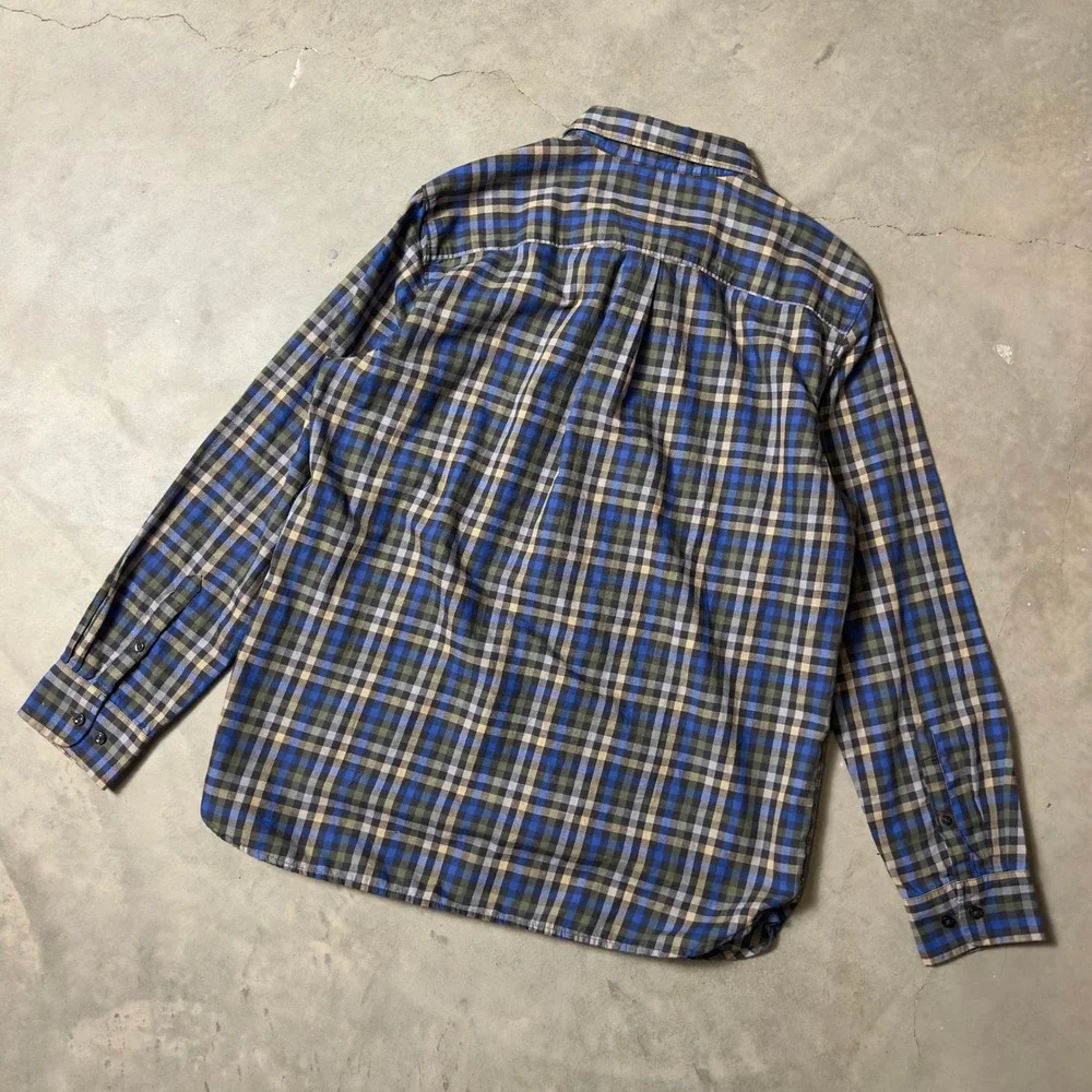 The North Face Plaid Button Down Shirt Mens Large Blue Gorpcore Hiking Outdoors